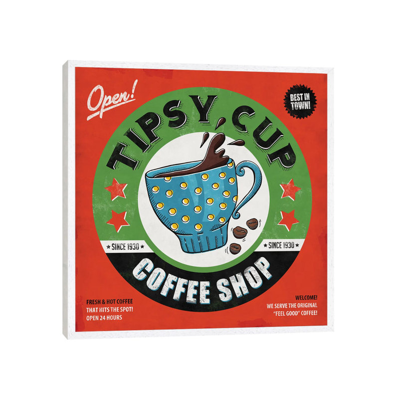 Tipsy Cup by Ester Kay - Print on Canvas, 66.04 cm H x 66.04 cm W, White Framed