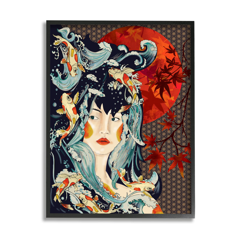 "Regal", portrait abstrait géométrique, art géométrique sur bois de Koi par Sangita Bachelet, H 30 po x l 24 po