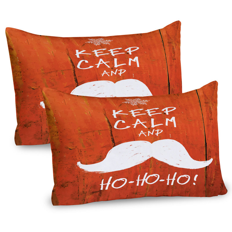 Ensemble de 2 taies décoratives Ambesonne Nouvel An Keep Calm Humour Mots Vermillon - blanc
