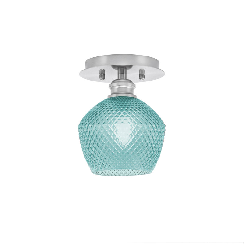 Edge 1 lumière semi-encastrée avec verre texturé turquoise 6 po, Nickel brossé