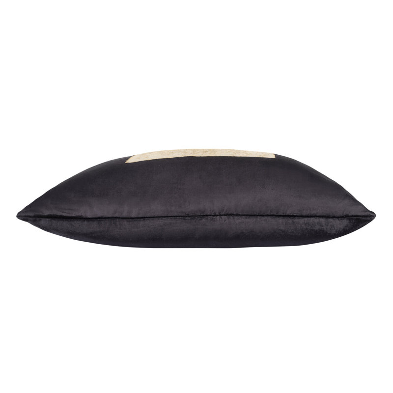 Verona Square Velvet Pillow Cover & Insert, Black/Gold