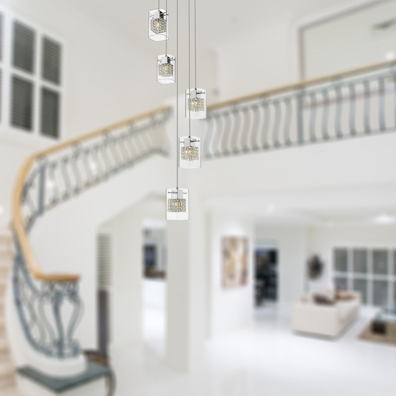 Damaris 5 - Light Crystal/Metal/Glass Cluster Pendant