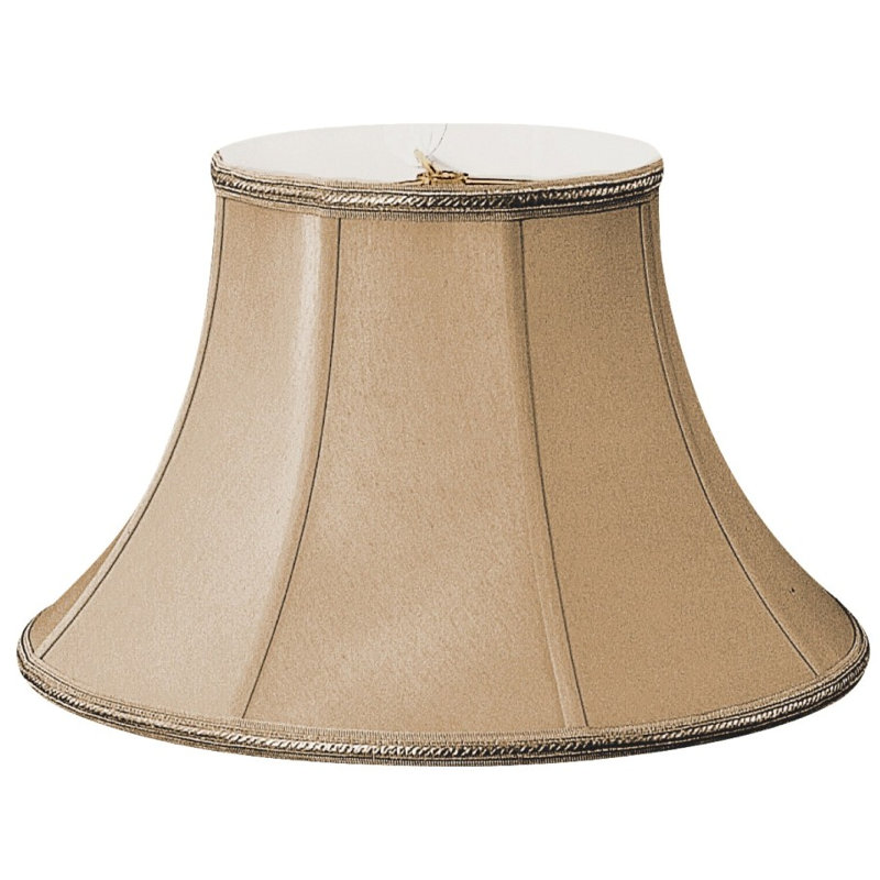 Abat-jour cloche en soie / shantung (araignée), Or antique / blanc cassé, H 8,75 po x l 12 x P 12