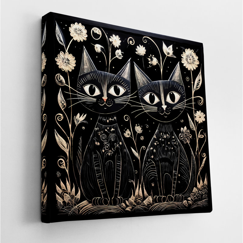 Chats dans la nuit, H 54 po x l 54 po