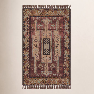 Valeta Terracotta Brown Hand-Hooked Wool Rug
