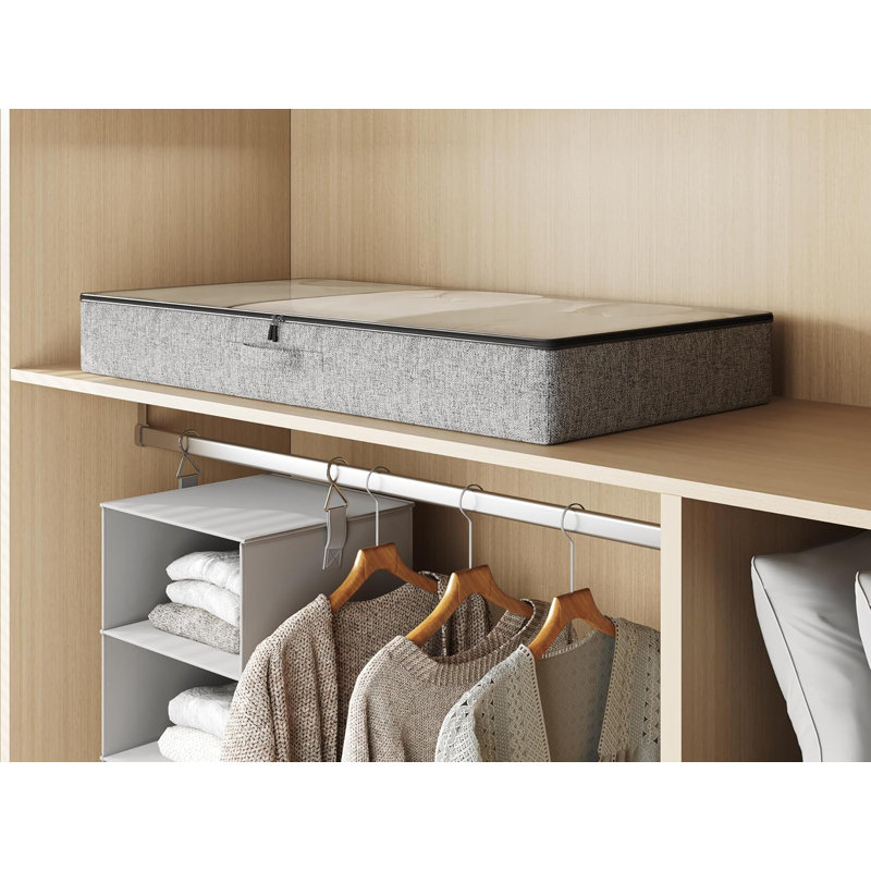 2-Pack Under Bed Storage Containers, 4.5 Inches Tall Low Profile Underbed Clothes Storage Organizer Bin With Sturdy Sidewalls/Bottom, Underbed Storage Bins 2 Storage Thin Bins