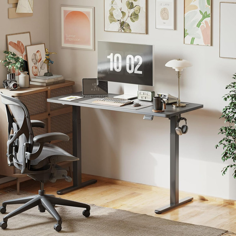 Latitude Adjustable Standing Desk, Black/Black, 27.00" H x 48.00" W x 24.00" D 