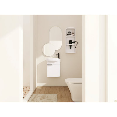 Meuble-lavabo à fermeture en douceur avec lavabo et support de rangement, 16 po pour petite salle de bain