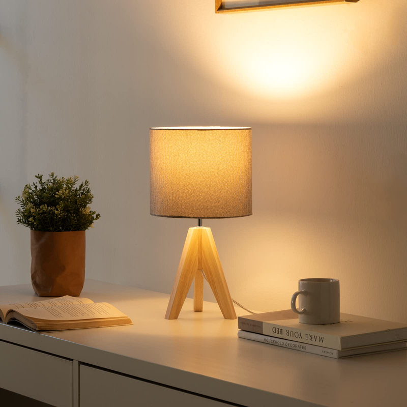 Riverton Wood Tripod Lamp, Grey