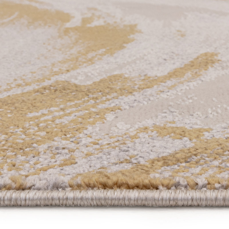 Deran Swirl Yellow/Silver/Cream Area Rug, Rectangle 160 x 220 cm