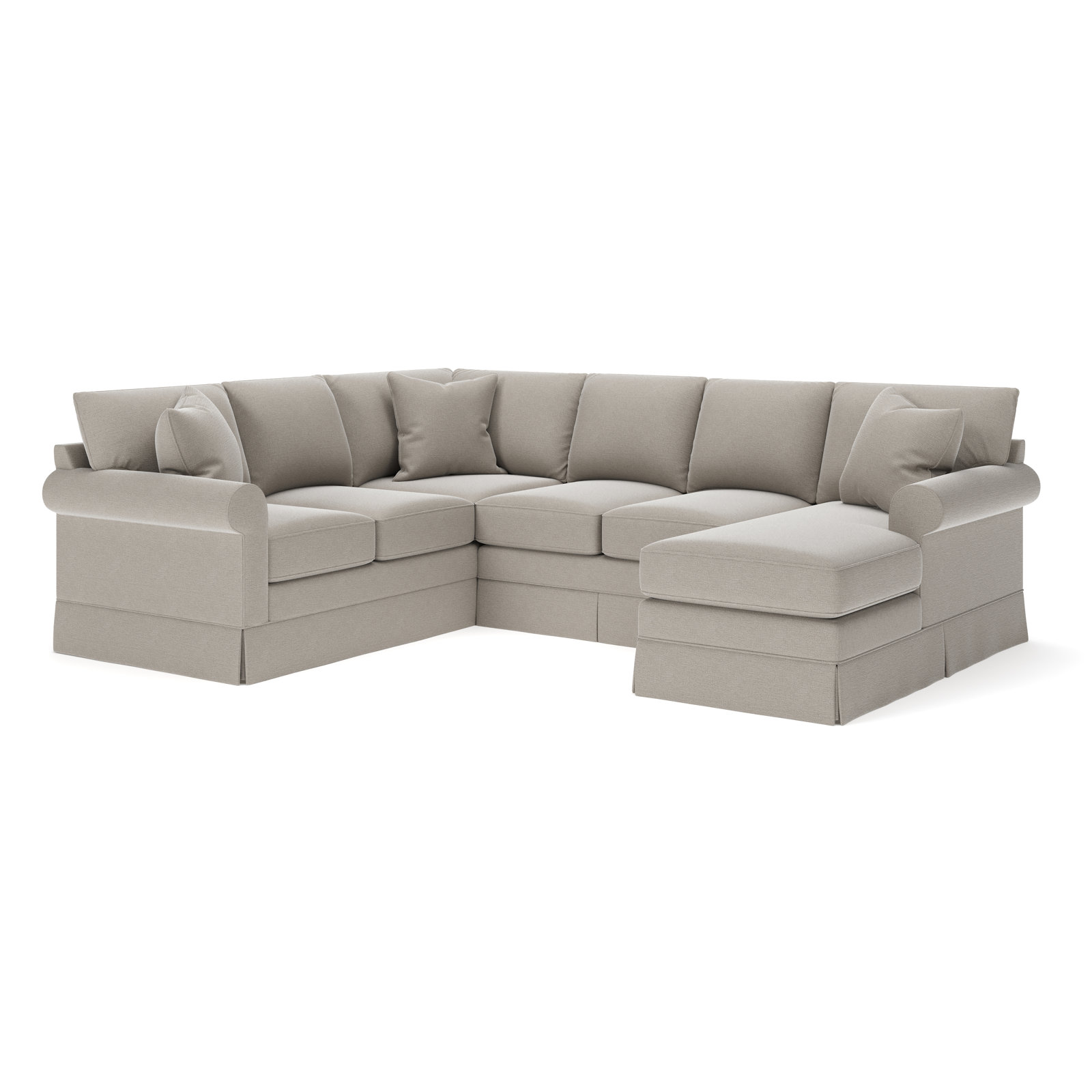 Friedman Upholstered Chaise U-Sectional, Right Hand Facing, Drusky Linen Sustain® Basketweave