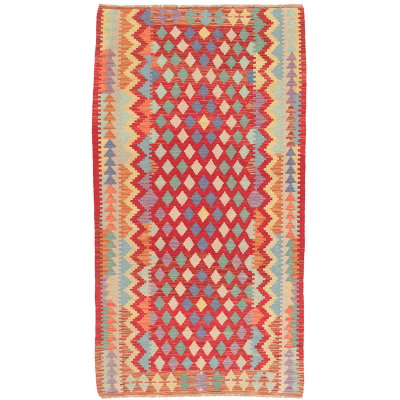 Rectangle 110 cm x 199 cm Wool Hand Woven Kilim