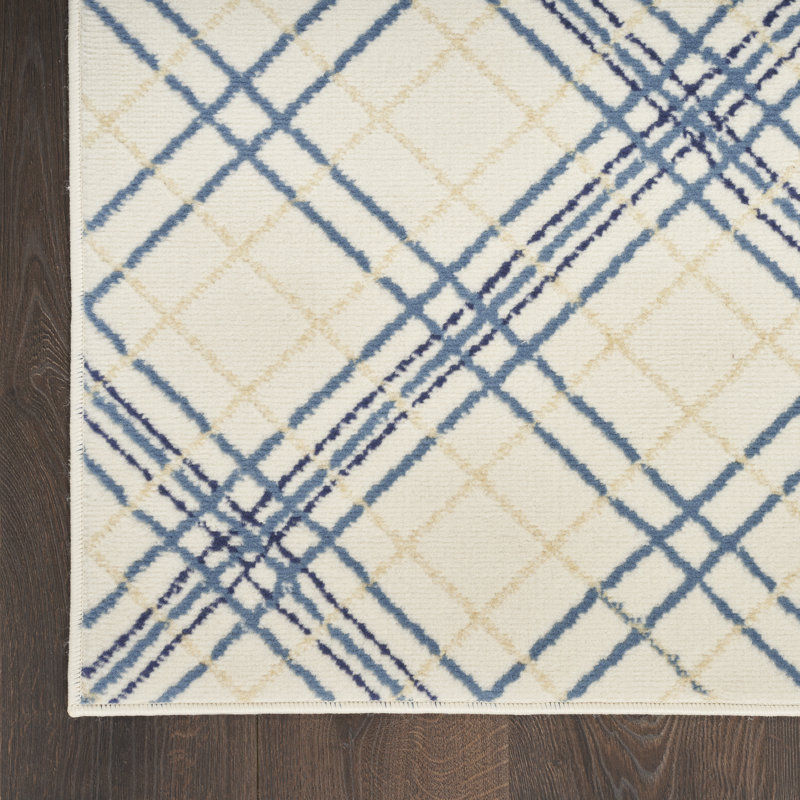Tapis tissé à la machine en polypropylène crème / ivoire Lindauer, Rectangle 2 pi x 4 pi
