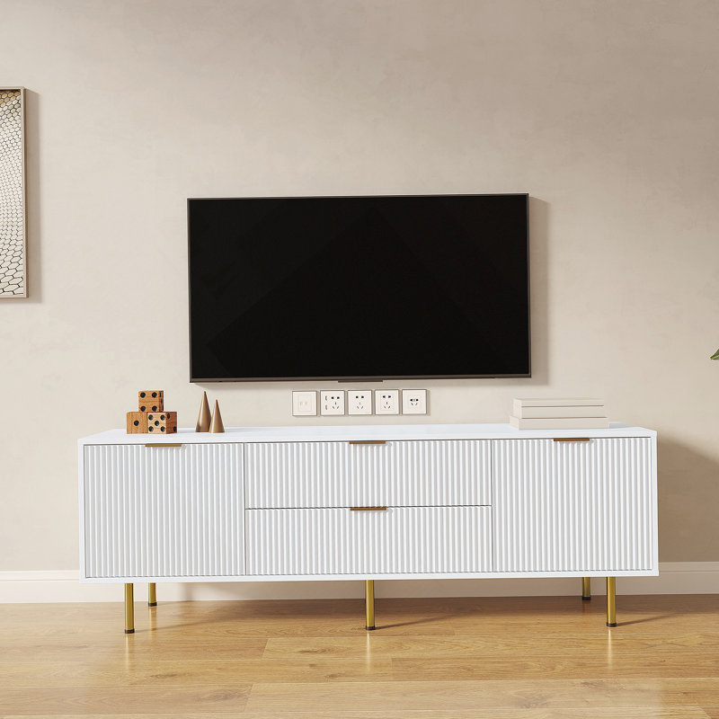 Meuble télé moderne et fonctionnel convenant à la fois au salon et à la chambre à coucher, offrant beaucoup de rangement et un espace décoratif