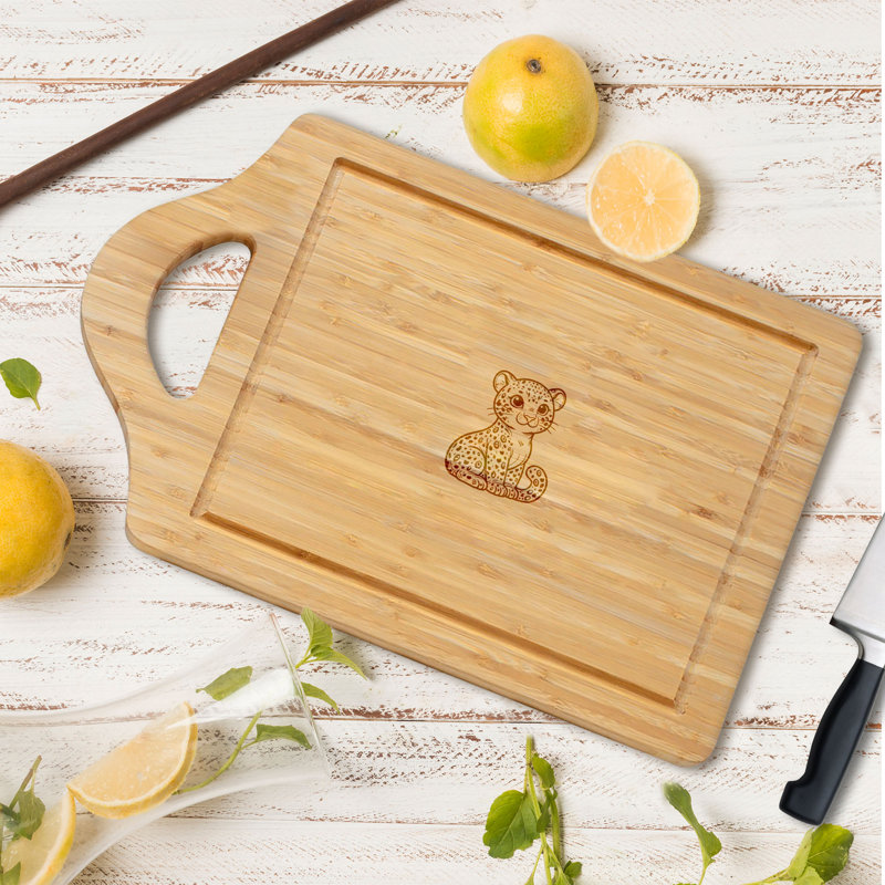 Leopard - 1 Piece Bamboo Cutting Board, 11" x 7.25"