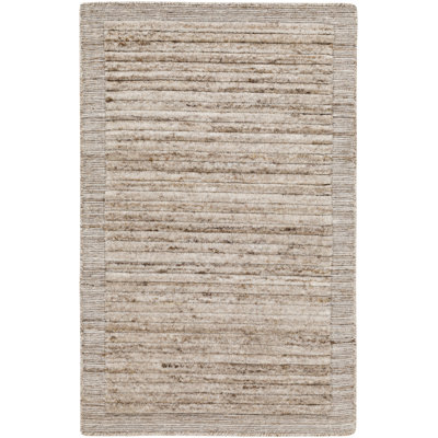 Yasmin Hand Loomed Striped Area Rug in Beige