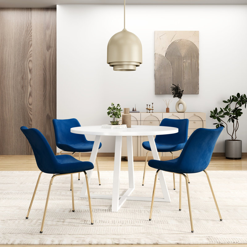 Ensemble de salle à manger 5 - Table ronde avec 4 chaises en métal