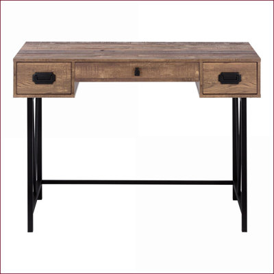 Desks for Home Office, 48”L Computer Desk with Storage Drawers, Industrial Brown Particle Board &amp; Black Metal | Brown | Particle Board