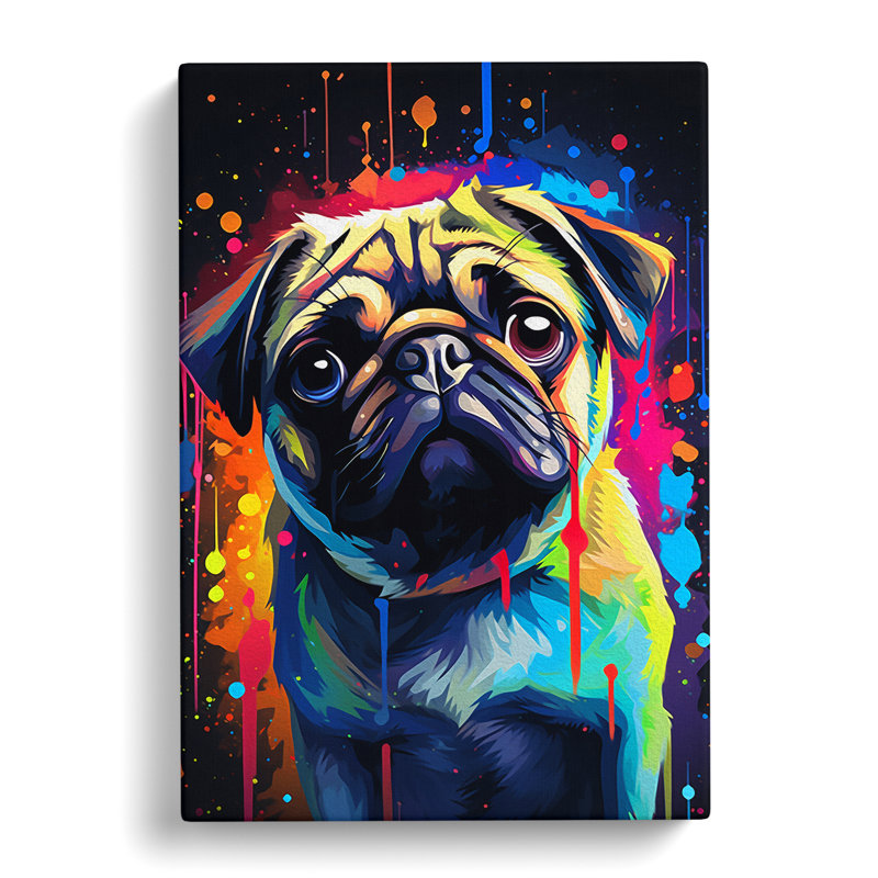 Pug - Wrapped Canvas, 60cm H x 40cm W x 3cm D