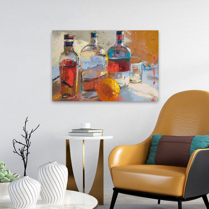 Bourbon Le Orange - Art floral, nature morte, cocktails, spiritueux, H 16 po x l 24 po