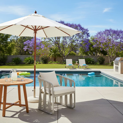 Scheer Cream Metal Outdoor Dining Chair With Pearl Cushions