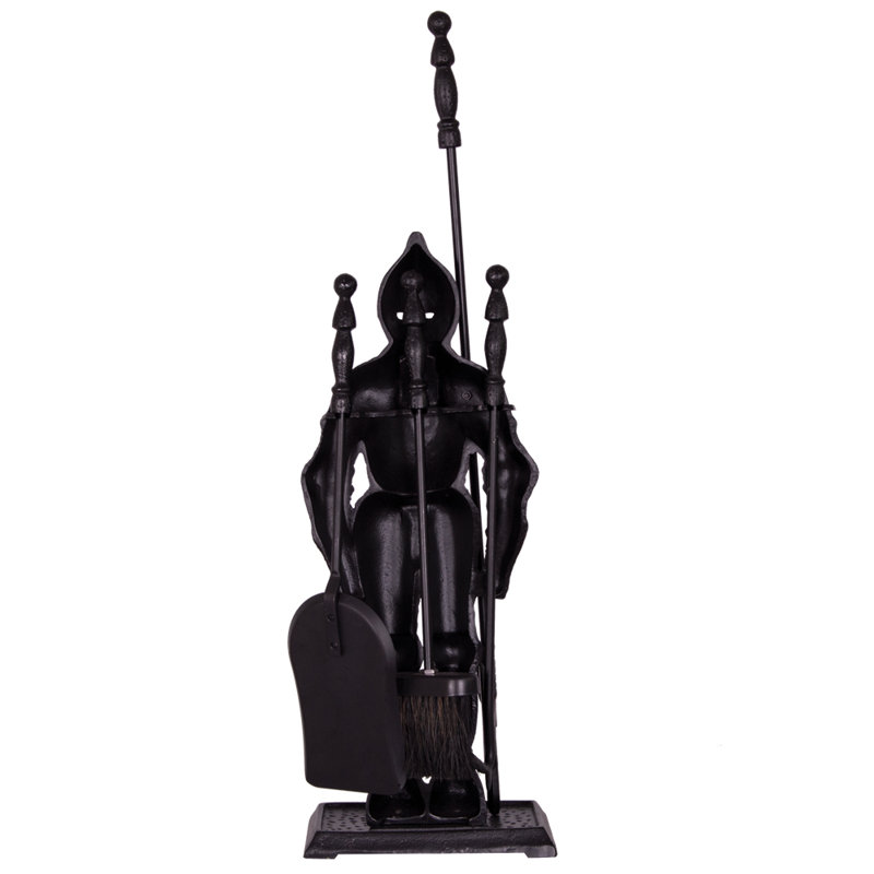 Vida Knight Soldier Iron Fireplace Tool Set