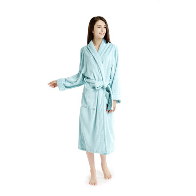 Ink+ivy Cotton Terry Cloth Mid-calf Bathrobe With Pockets In Mint
