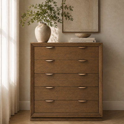 Commode à 5 tiroirs Portrait avec lumières DEL - Brun Sienne