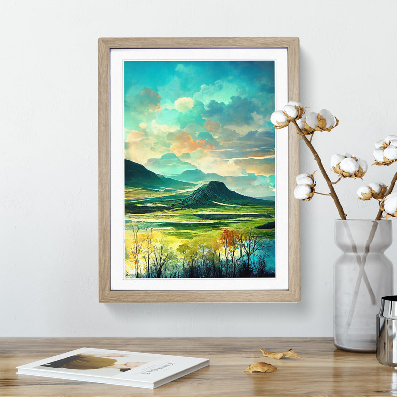 Wonderful Mountain Landscape No.1 - Framed Print, 64cm H x 46cm W, Beige