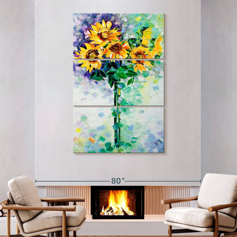 Harnek tournesols expressionnisme moderne, H 74 po x l 48 po