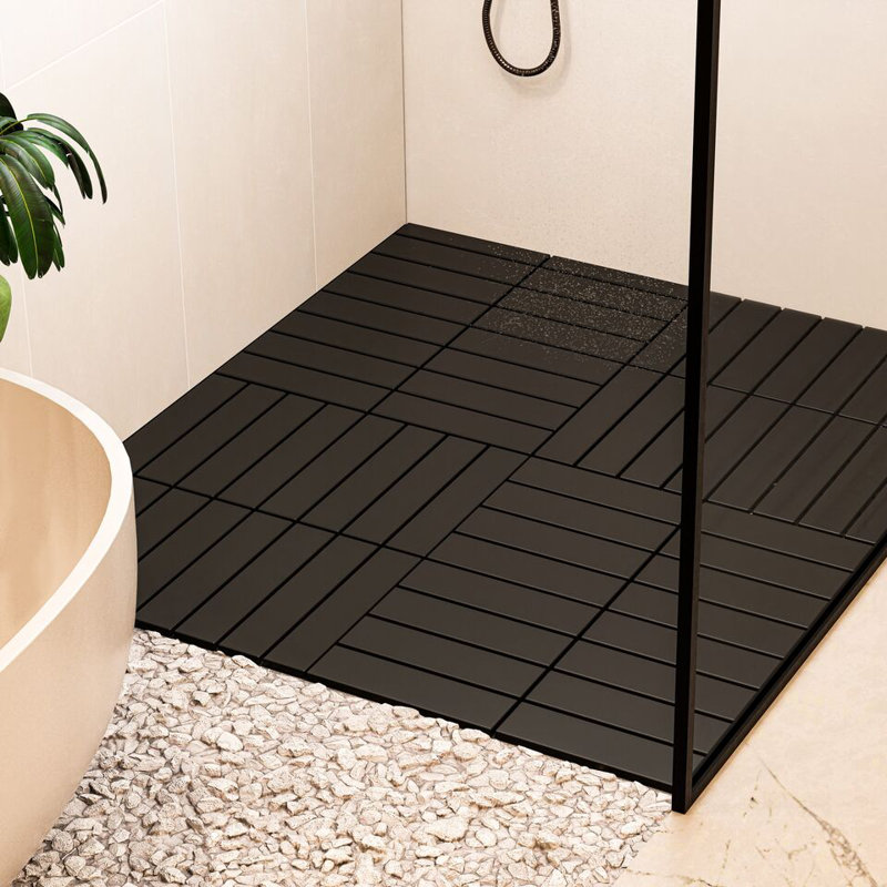 33cm L x 33cm W Plastic Interlocking Deck Tile, Anthracite