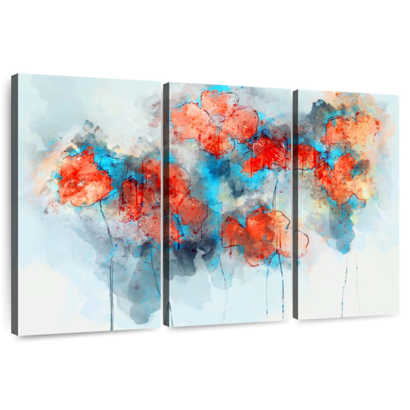 Coquelicots à motif floral abstrait Avery, H 24 po x l 38 po