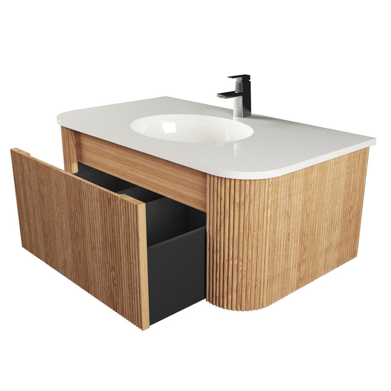 Meuble-lavabo moderne flottant, 36, Blanc