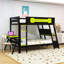 Lit superposé en bois avec ports de bureau USB, bureaux, organisateur de panneau perforé et échelle-647070425-647070427