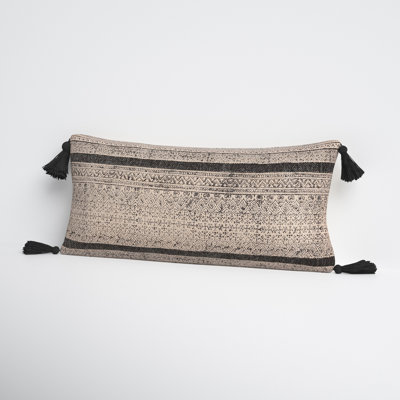Zetta Tassels Cotton Lumbar Throw Pillow