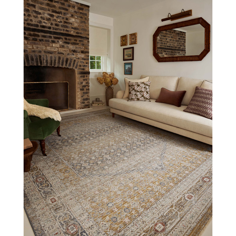 Chris Loves Julia x Loloi Ida Stone / Gold Area Rug, Square 1'6"
