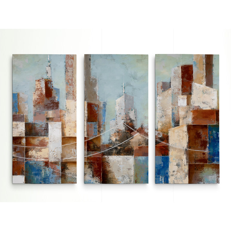 « cityscape », reproduction de peinture à l’acrylique à multiples images sur toile tendue, 40 po x 60 po