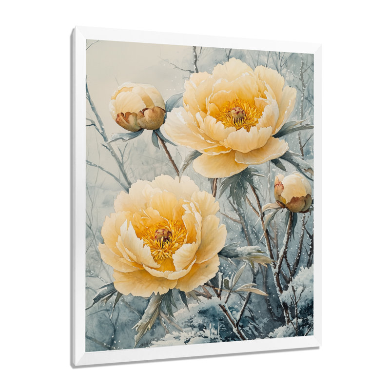Barnsley - Floral Wall Decor, H 20 po x l 12 po, Reproduction encadrée sans passe-partout, Blanc