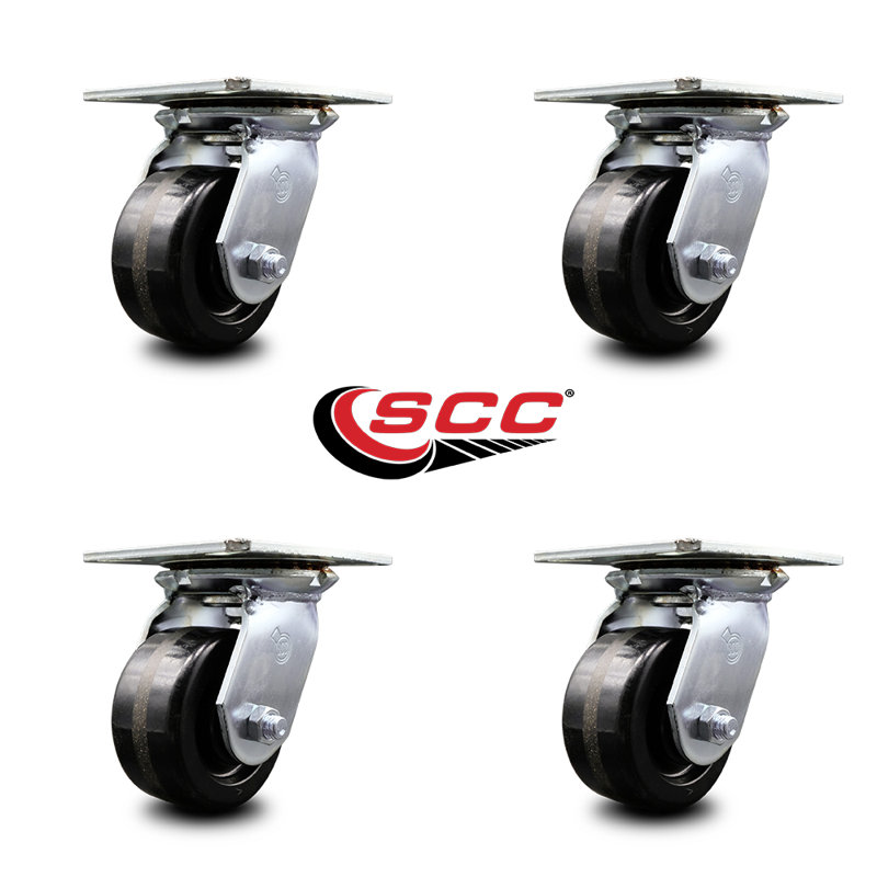 4 Inch Heavy Duty Phenolic Caster Set with Ball Bearings Set of 4 Service Caster