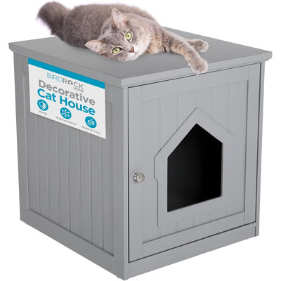 Archie & Oscar™ Cat Litter Box Furniture Enclosure - Hidden Kitty Litter Cat House with Hinged Door, Nightstand, Side Table & Pet Crate, Indoor & Outdoor Wood Cabinet for Small Cats and Dogs - Grey