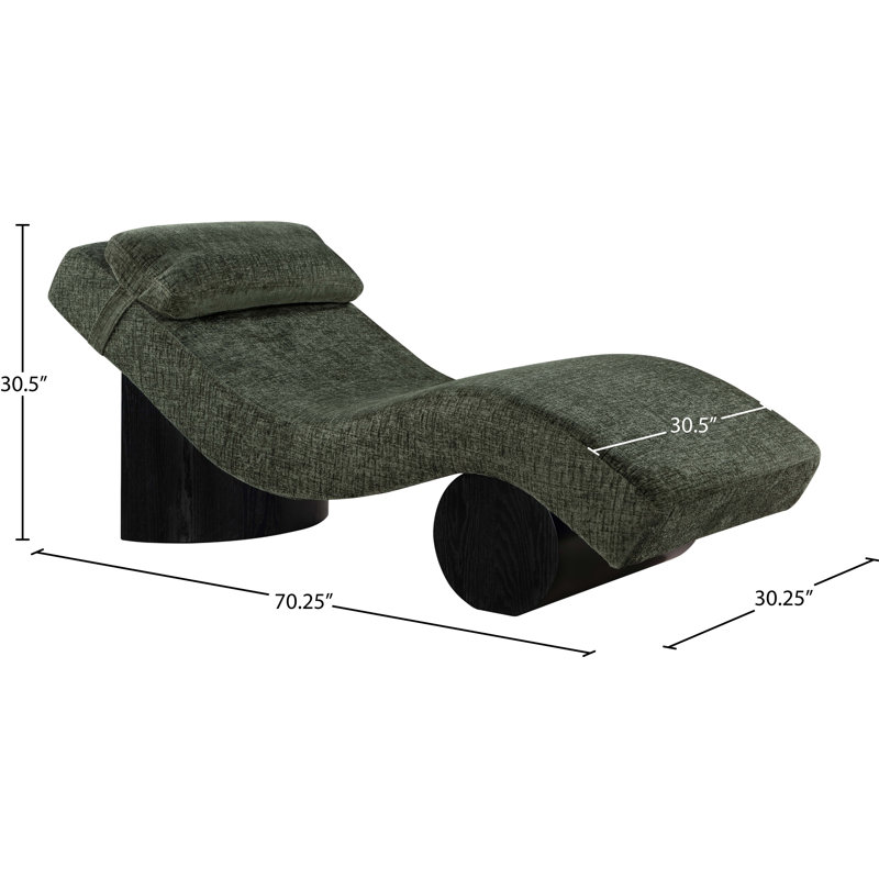 Méridienne Marcella, Tissu de polyester vert, Noir, noir, noir, noir