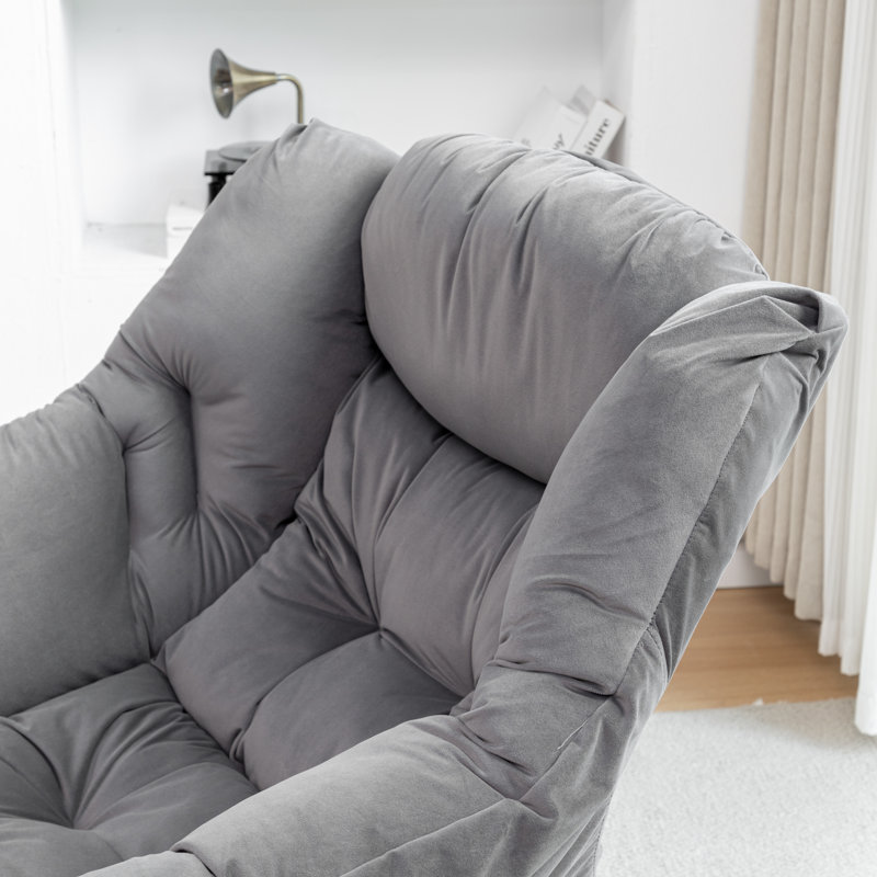 Upholstered Lazy Chair with Ottoman,Modern Comfy Lounge Sofa Chair with Armrest and a Side Pocket, Charcol Fabric