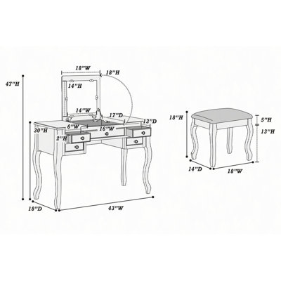 Ensemble de meuble-lavabo classique 1pc avec tabouret et tiroirs de couleur blanche