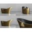 Vast Studio  Aged Brass Freestanding Asymmetrical Bathtub – Aged Brass/White Metallic Solid Surface Deep Soaking Tub with High-Back Wave Design & Modern Luxury Finish-1490646294