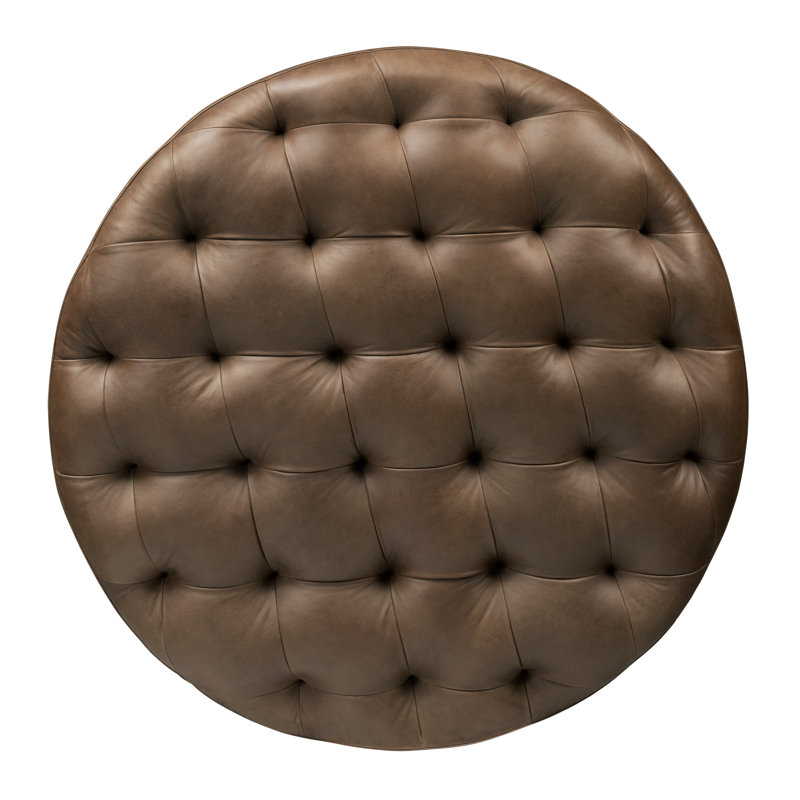 Ascot Full-Grain Genuine Italian Leather Ottoman, Cocoa Brown