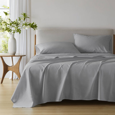 Cotton 144TC Dark Gray Breathable 100% Cotton 4-Piece Queen Sheet Set