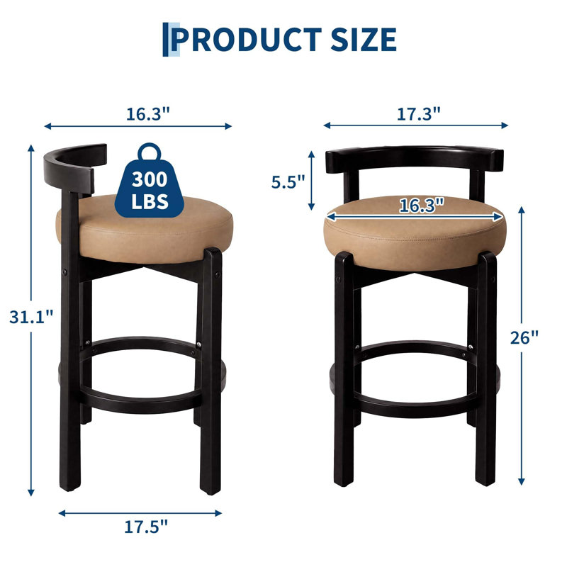 Counter Stool with Solid Wood Frame