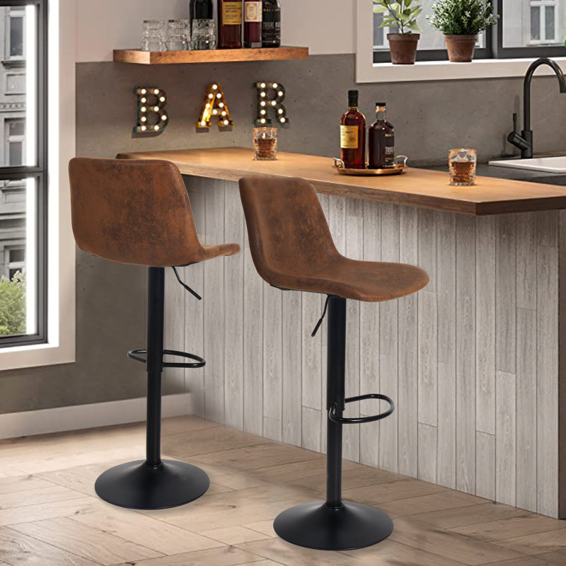 Wardsboro Swivel Upholstered Adjustable Height Counter Stool with Metal Frame