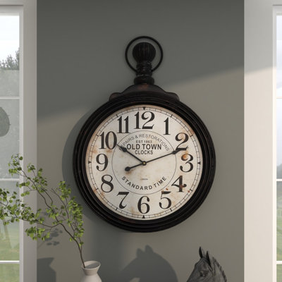 Très grande horloge murale en bois Mogul