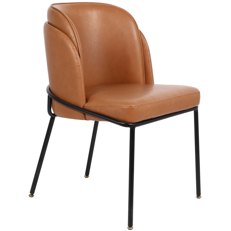 Jagger Faux Leather Dining Chair, Set Of 2, Cognac Vegan Leather